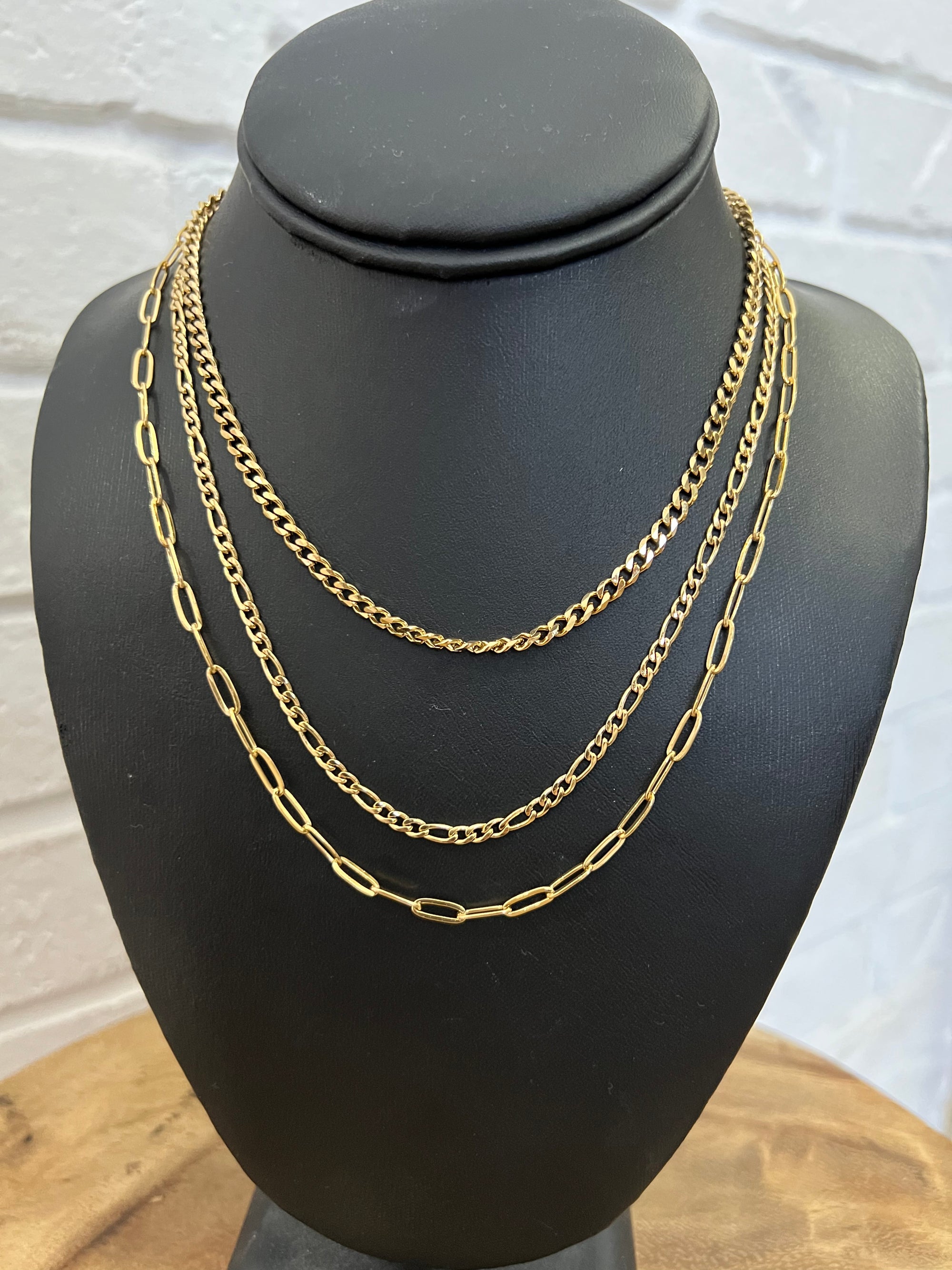 18K Ella Triple Layer Chain Necklace