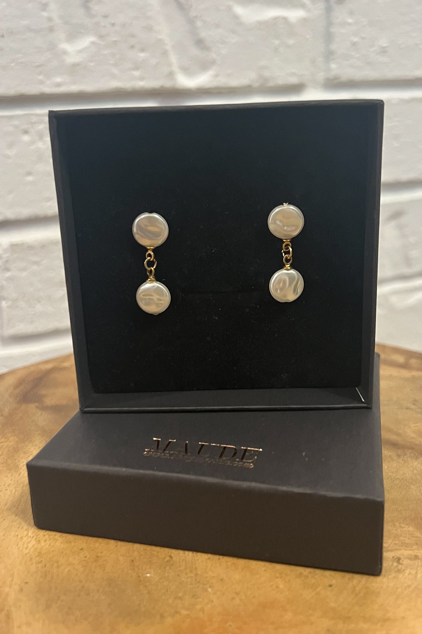 18K Linked Pearl Dangle Earrings