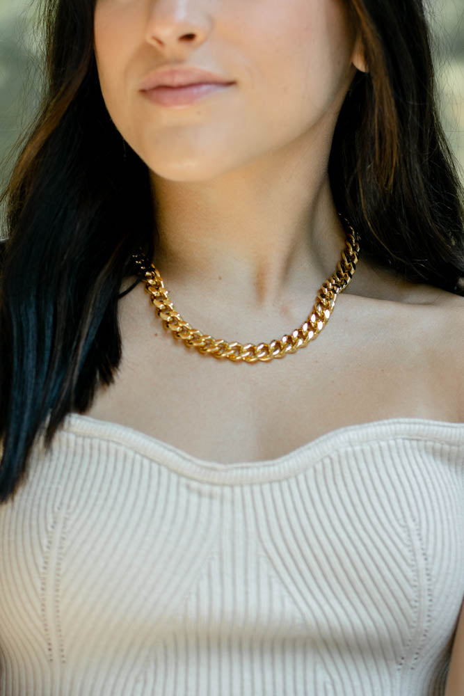 18k Paisley Chunky Cuban Gold Necklace