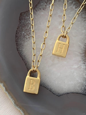 Farrah B Secret Identity Initial Lock Necklace