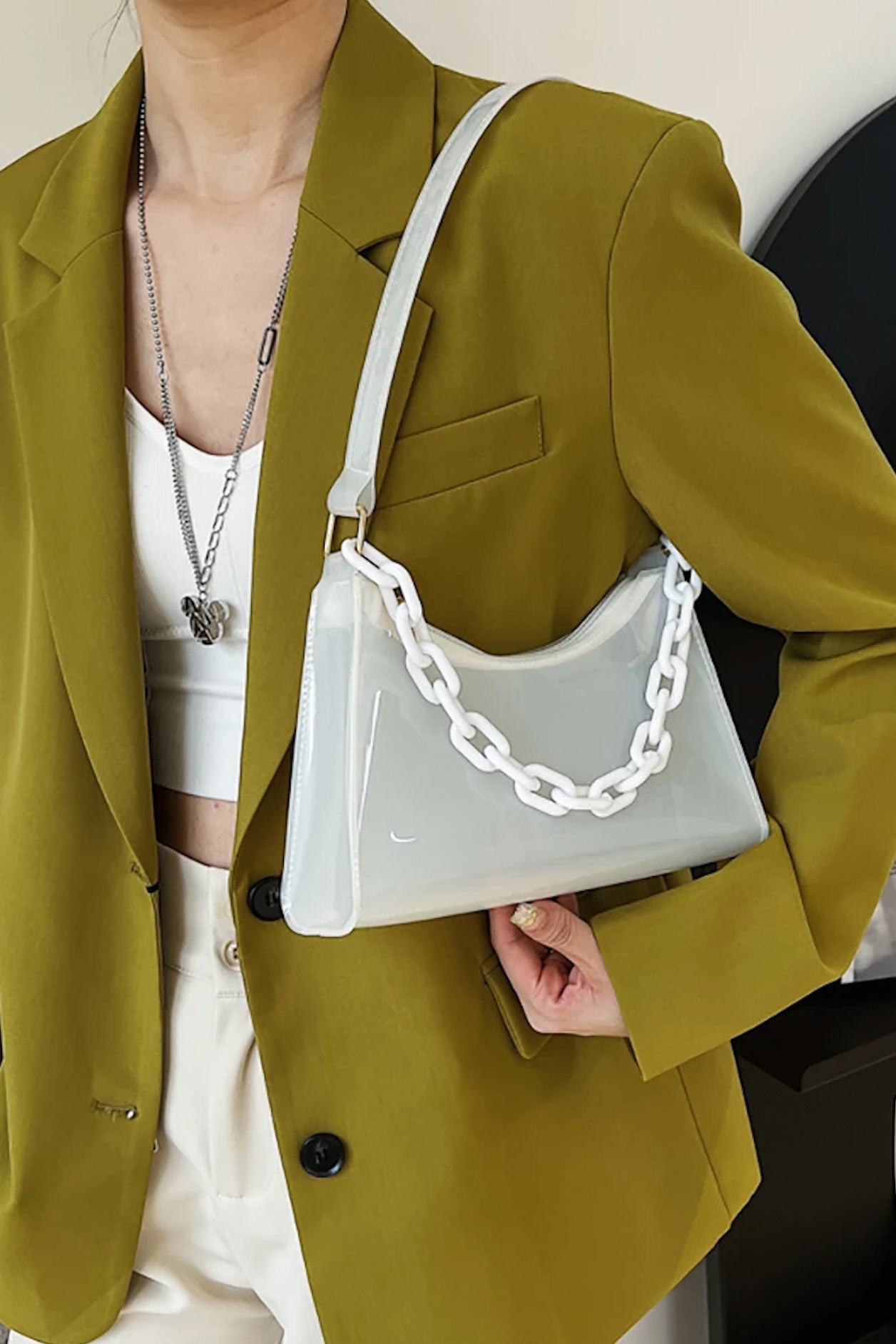 White Chain Clear Purse