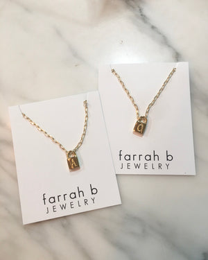 Farrah B Secret Identity Initial Lock Necklace