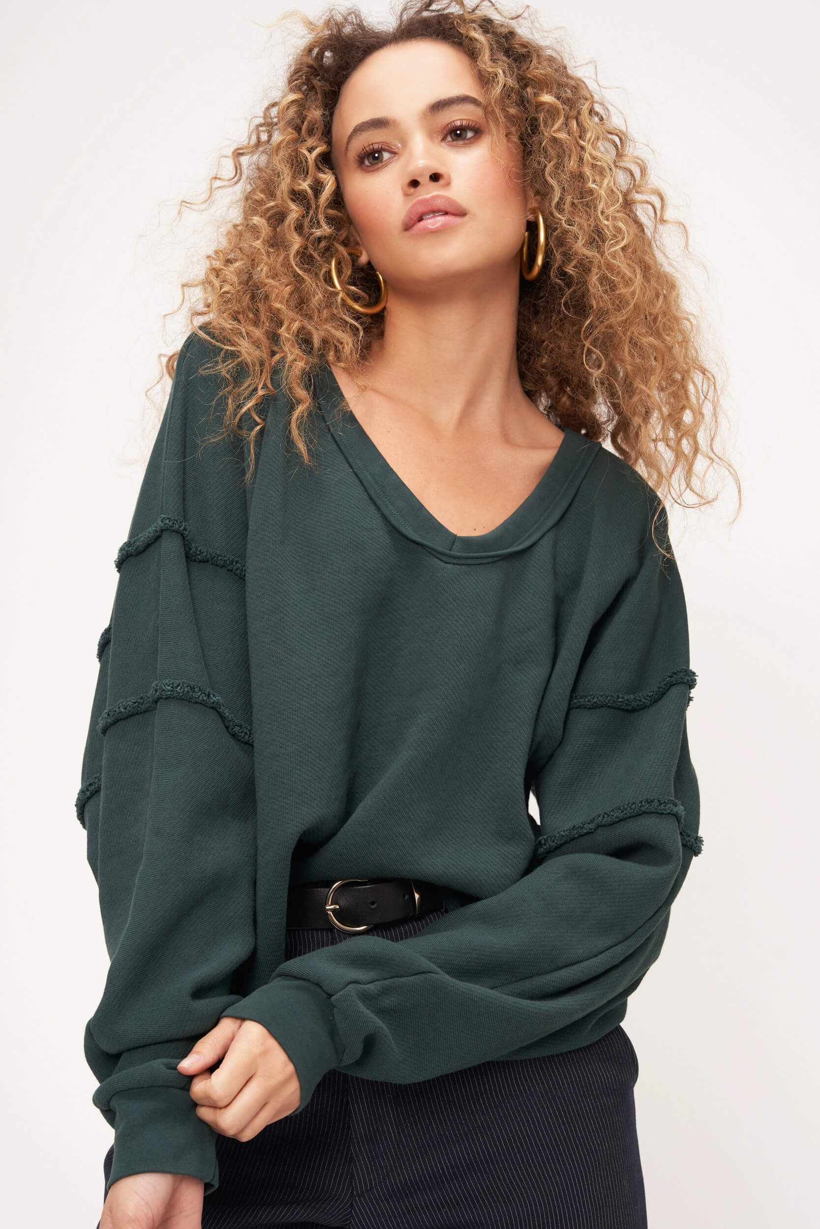 Daria Seamed V-Neck Sweatshirt