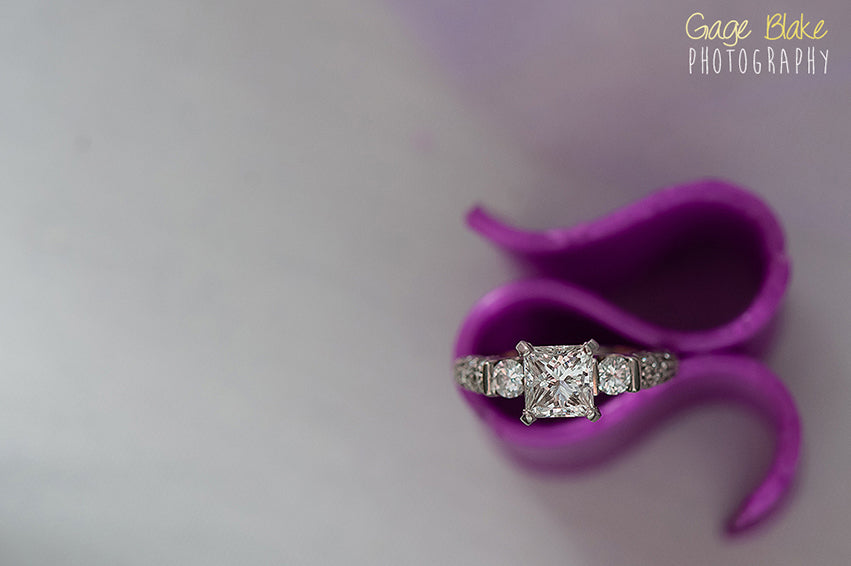 Diamond wedding ring close up detail