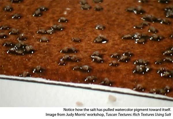 Apprenez à utiliser le sel dans la peinture à l'aquarelle - Le sel tire les pigments
