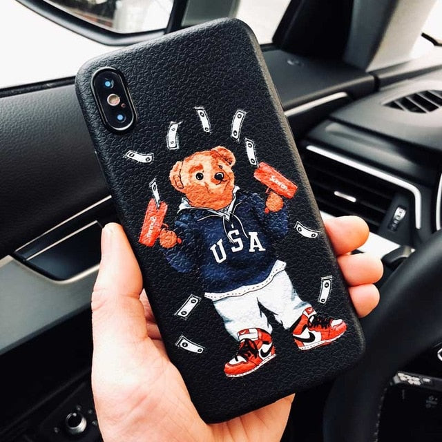Dhr mini tuberculose Cute Italy luxury brand bear Skin texture cover case for iphone 6 S 7 –  Gleesbuy
