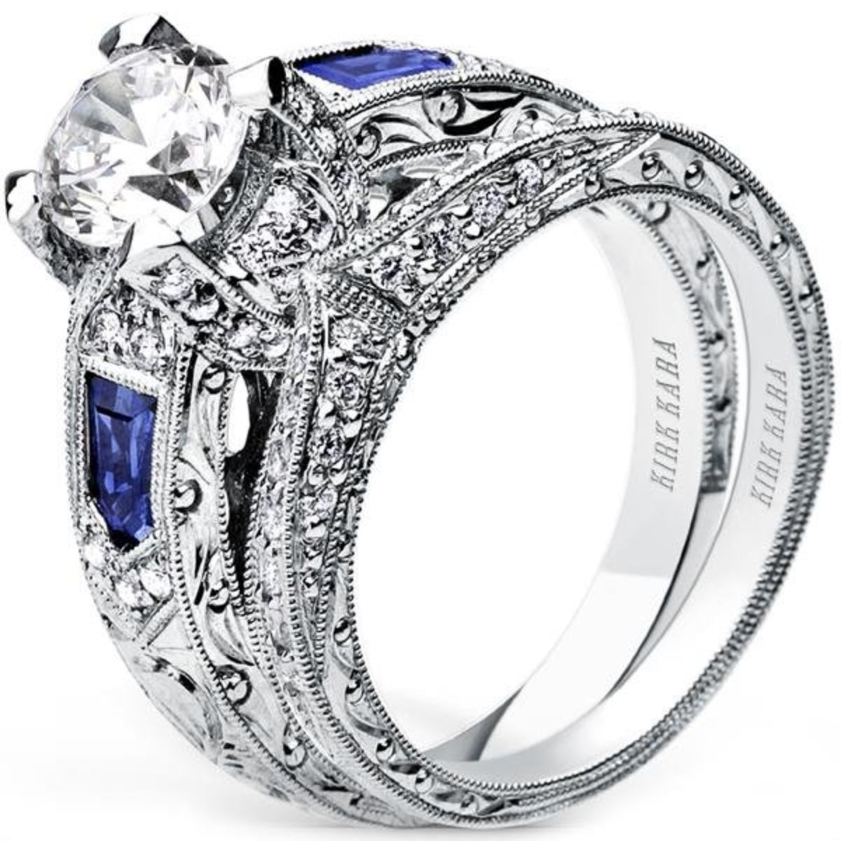 Buy Kirk Kara Charlotte Kite Cut Wide Blue Sapphire Diamond Engagement Ring  | SS6637-R