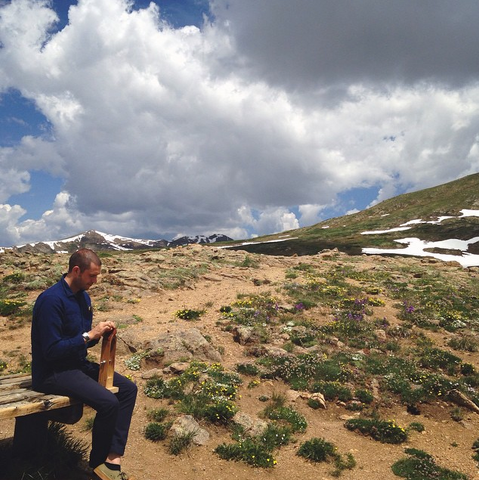 Roy stitching at 9,000 feet at our favorite spot: the top of Independence Pass in the Sawatch Range.