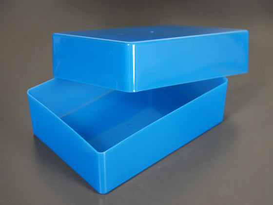 blue craft storage boxes