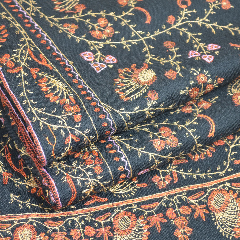 Black Jali Embroidery Pashmina Cashmere Shawl