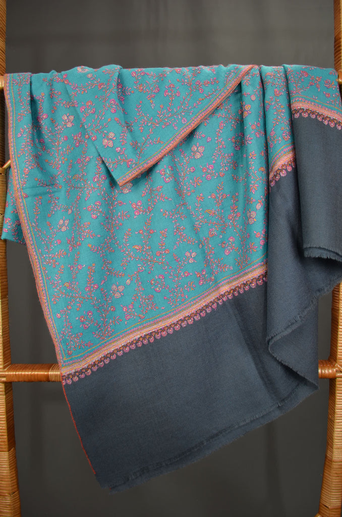 Blue Jali Cashmere Pashmina Shawl