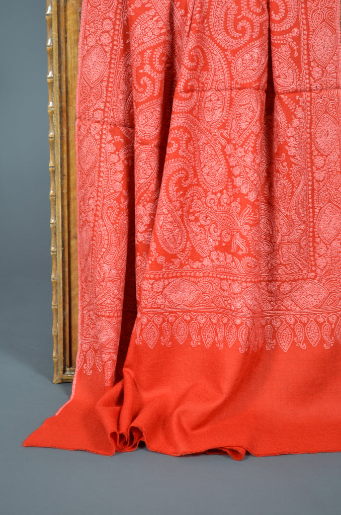 Red Jamawar Embroidery Cashmere Pashmina Shawl