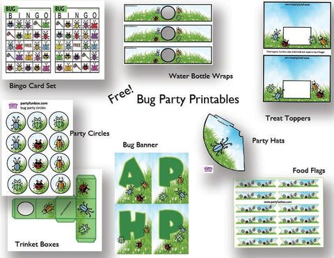 Farm Birthday Party on Print The Treat Toppers Party Circles Bingo Cards  Food Flags  Bug