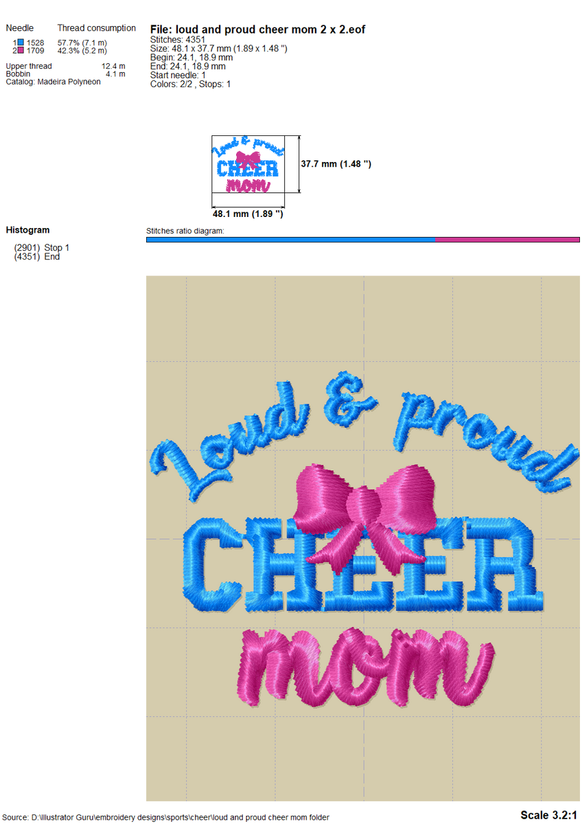 Loud and Proud Cheer Mom Pes Files, Cheerleader Mom Embroidery Pattern