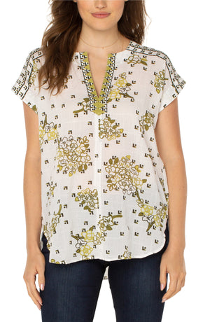 Dolman Popover Top - Geo Floral Print