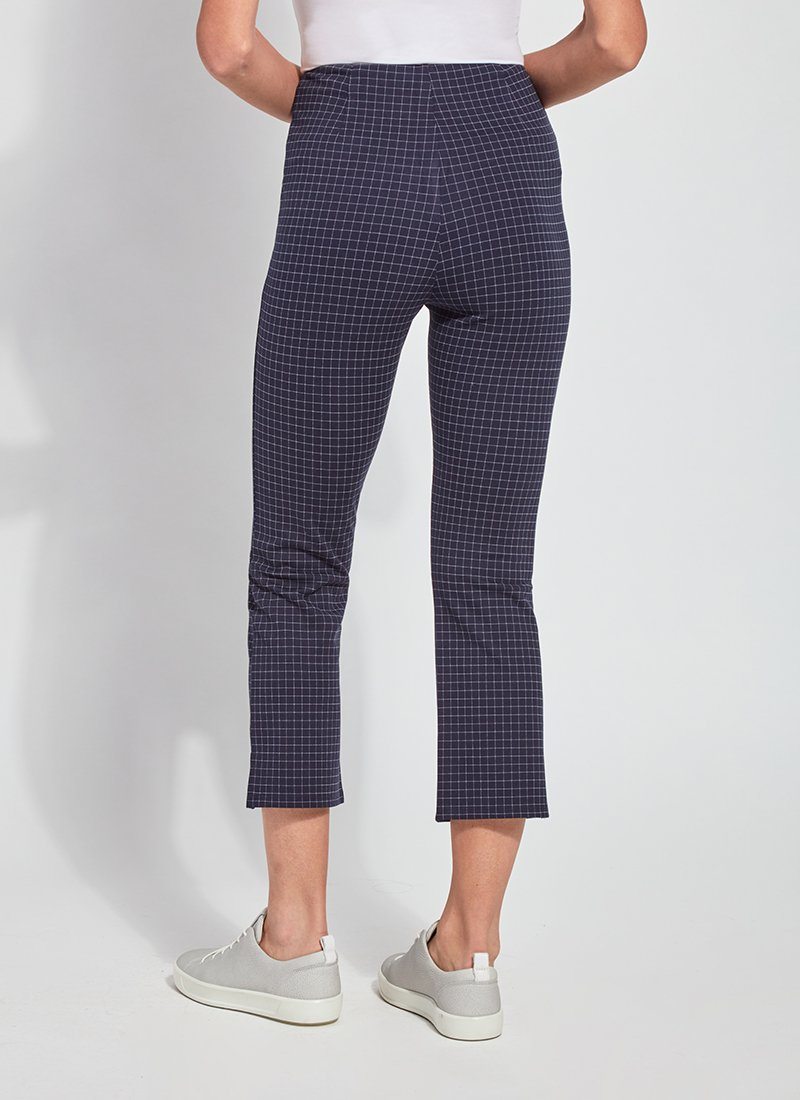 Cropped Kick Flare Navy Mini Grid