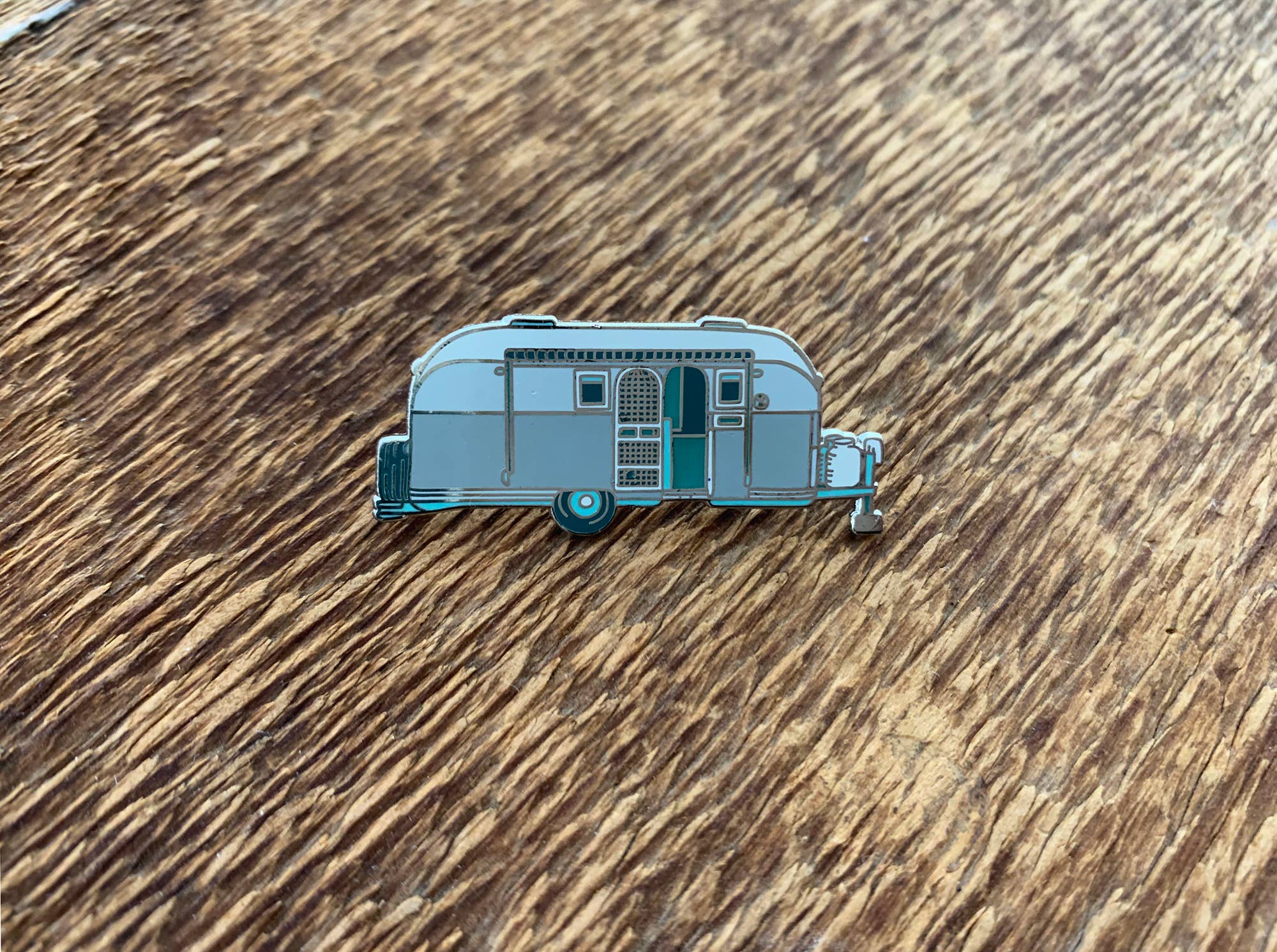 Silver Camper Enamel Pin