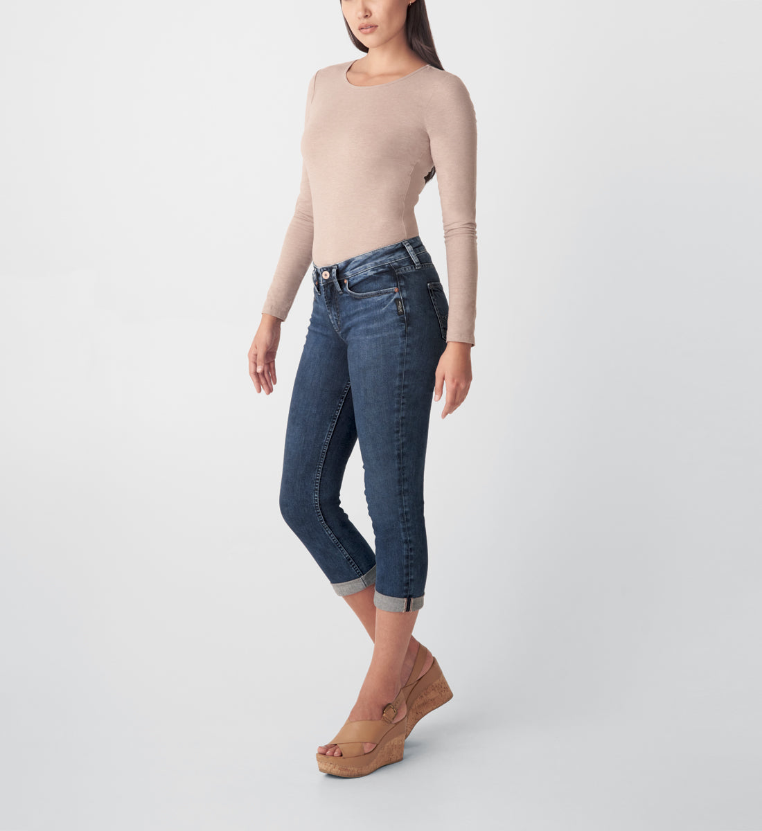 Suki Mid Rise Capri - Dark Wash Indigo