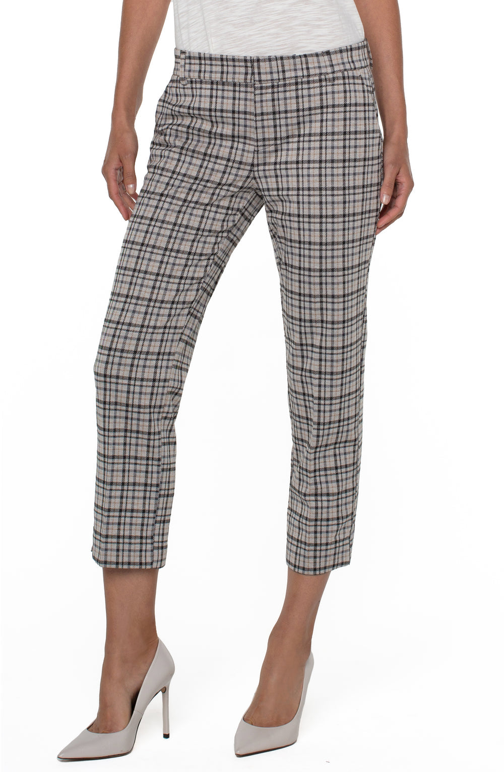 Kelsey Crop Trouser - Cashew Black Tartan Plaid