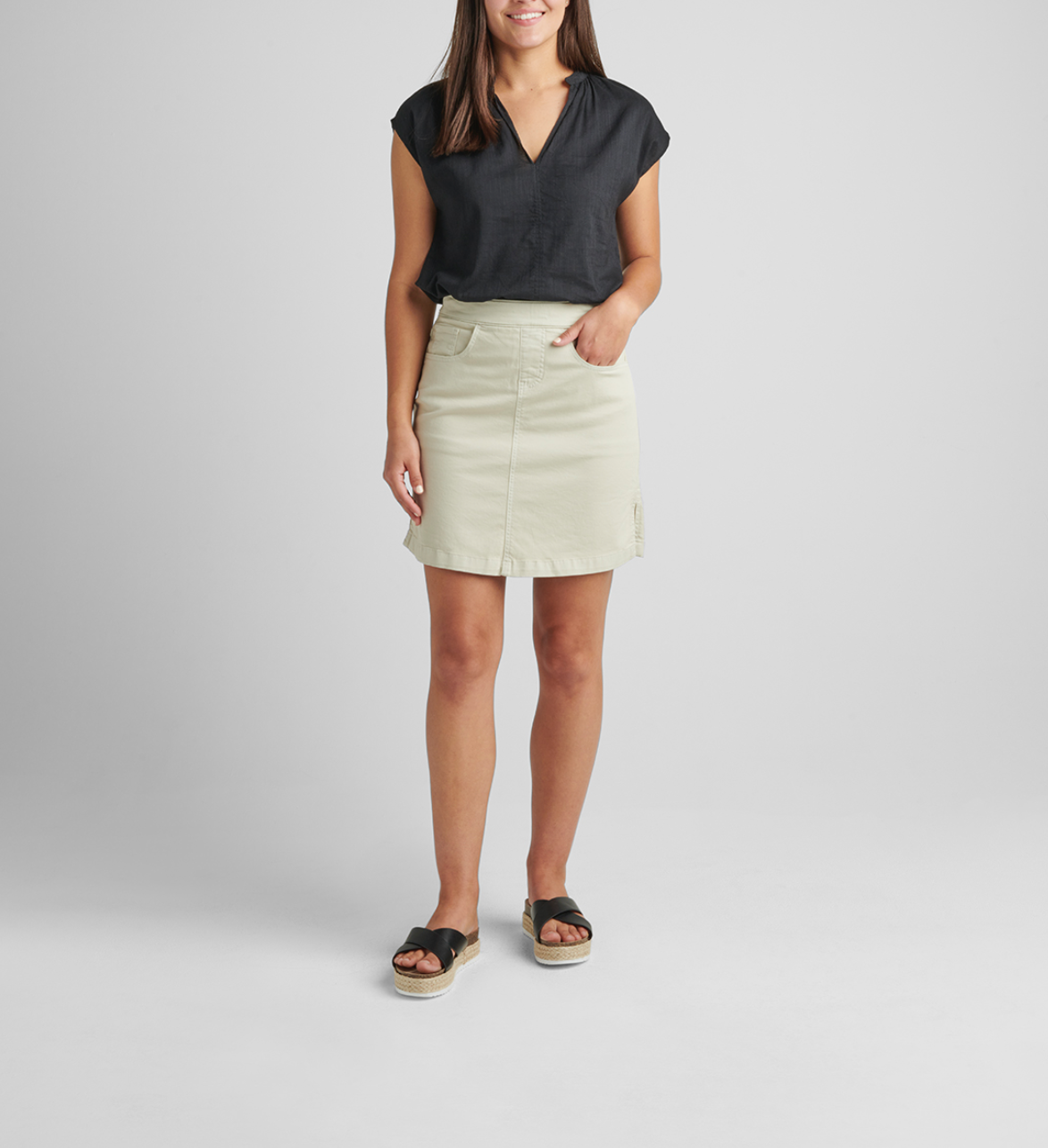 On The Go Pull-On Skort - Stone