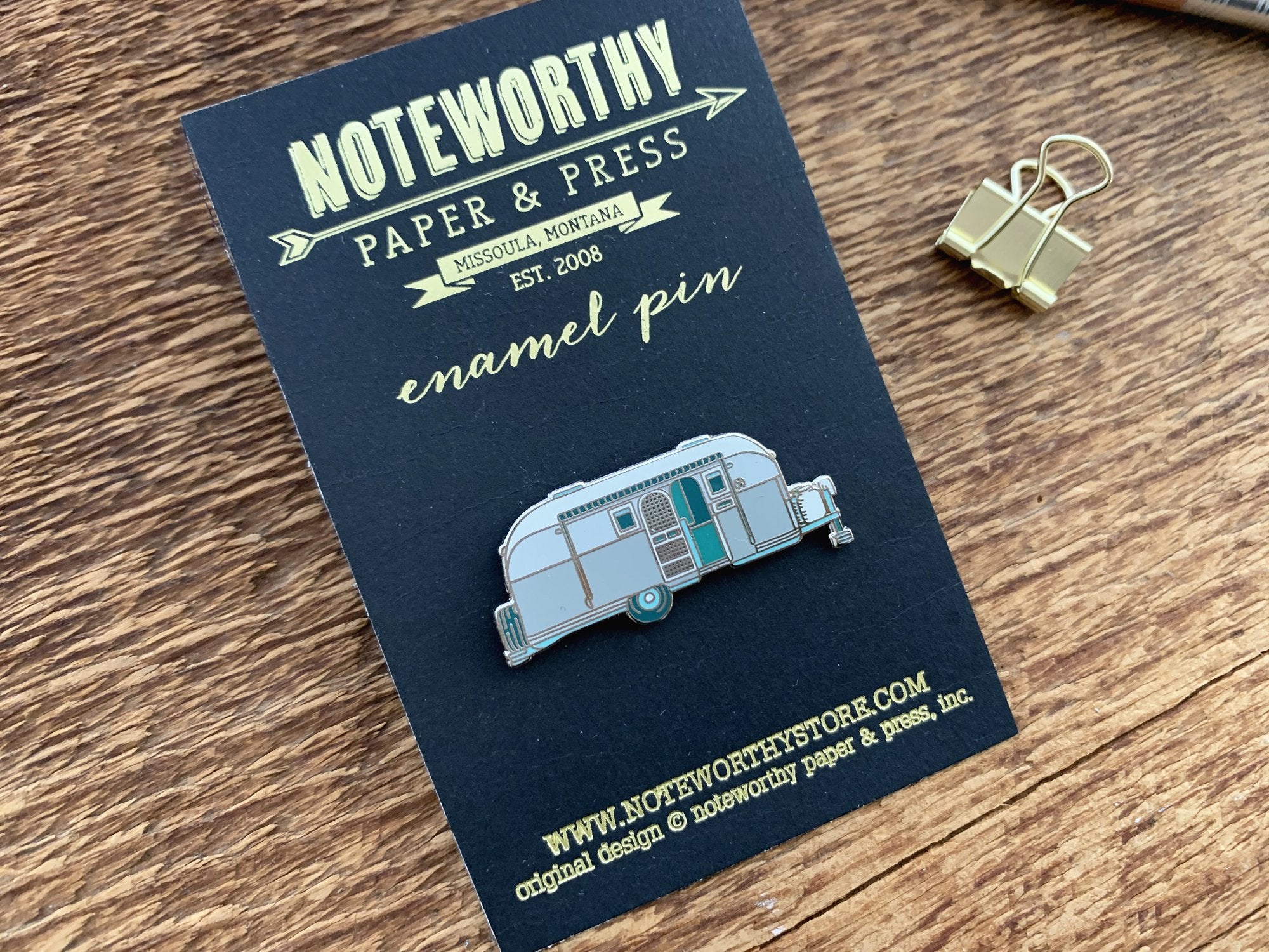 Silver Camper Enamel Pin