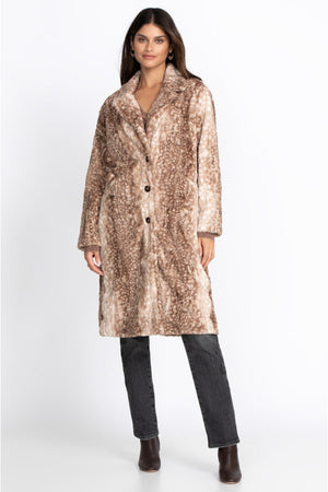 Falyne Long Lapel Faux Fur Coat - SALE