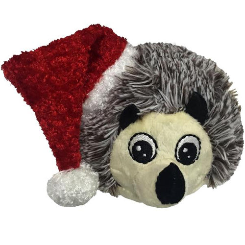 hedgehog dog toy with santa hat