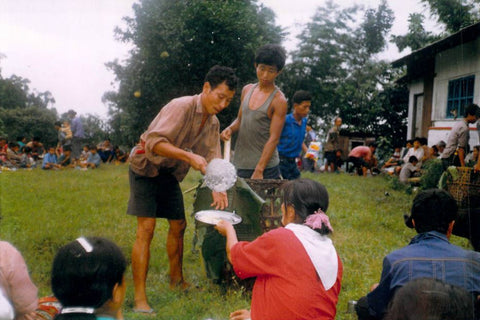 Our missionaries under the leadership of Rev. Paul I. giving food to the poor in India.