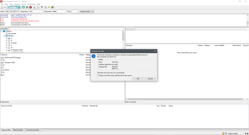 FileZilla Warning