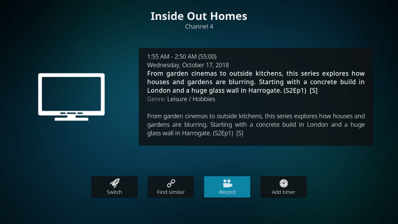 LibreELEC TvheadendProgramme Information