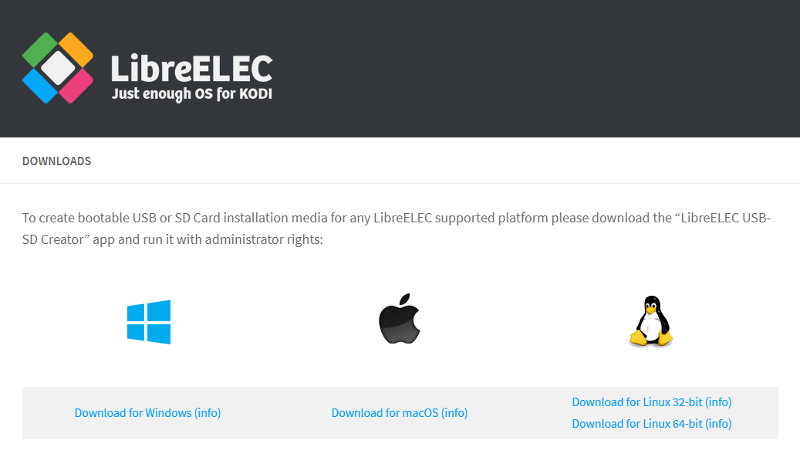 LibreELEC download page