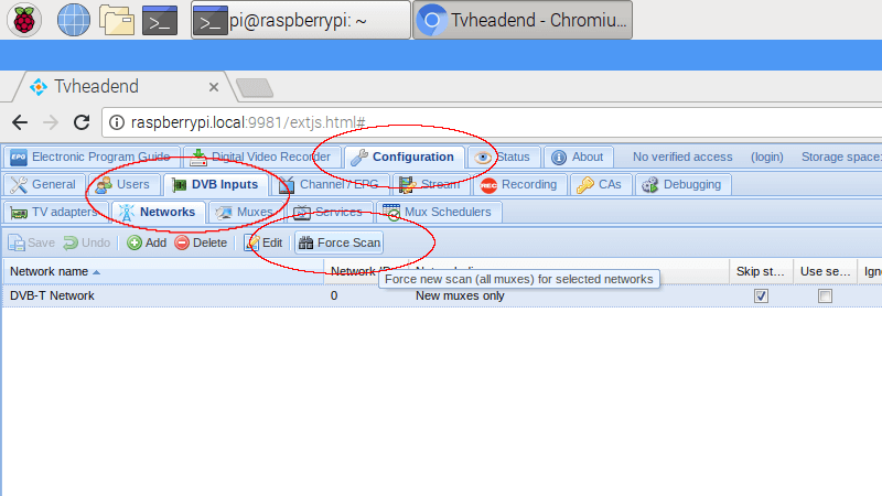 tvheadend force network scan