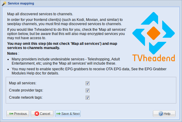 tvheadend wizard service mapping