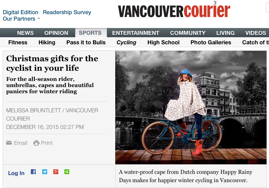 Le Velo featured in VancouverCourier's Christmas Gifts for the Cyclist in Your Life