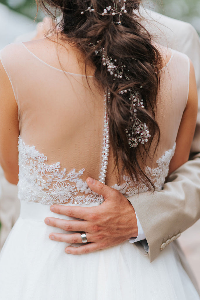 Modern Wedding Dress with Pearls