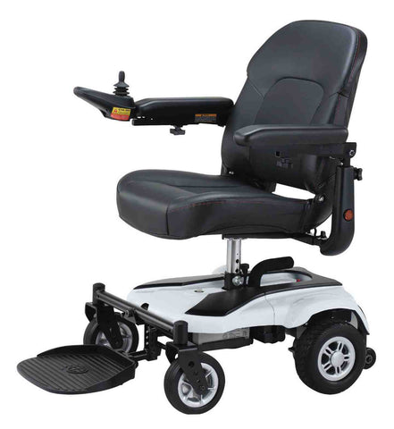 Merits Ezy Go XL - Portable powerchair comfortable seating for prolongued use - Mobility Joy Central Coast - white