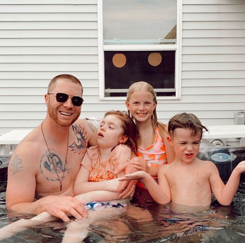 eva in the hot tub