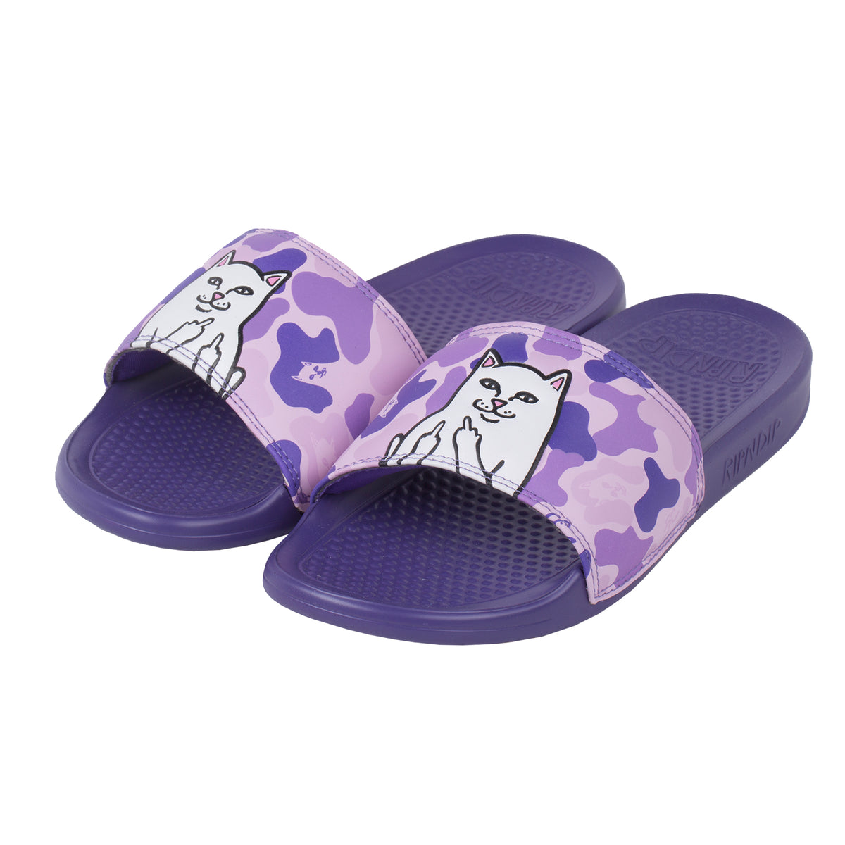 NEW WB RIPNDIP Nermal Purple Camo Slide Sandals Men’s 4 & 5 Women’s 5.5 & 6.5