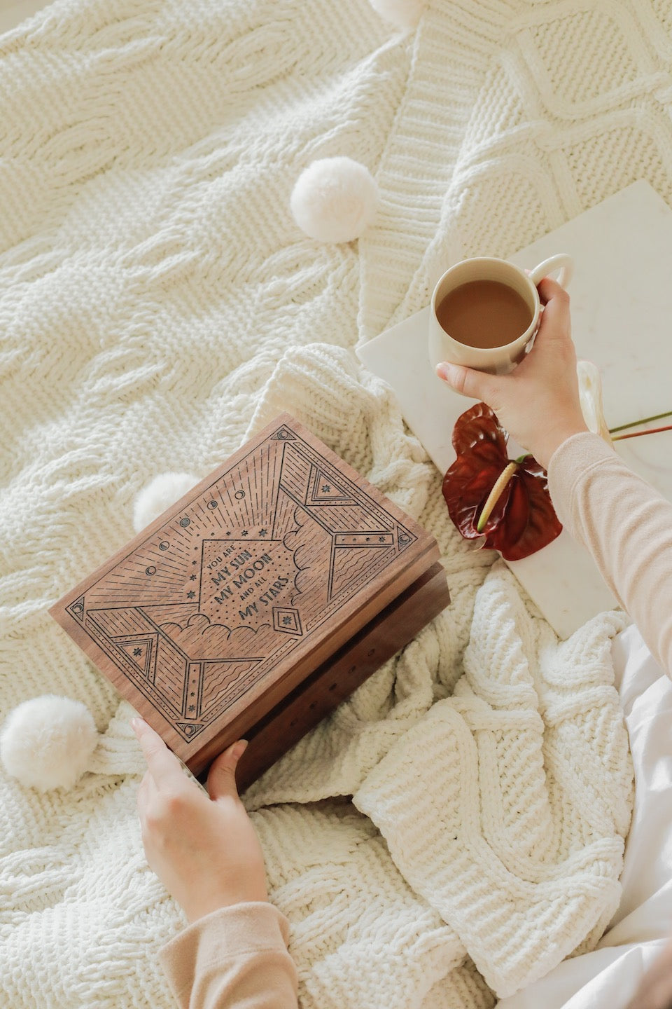 engraved, wooden keepsake box with quotation