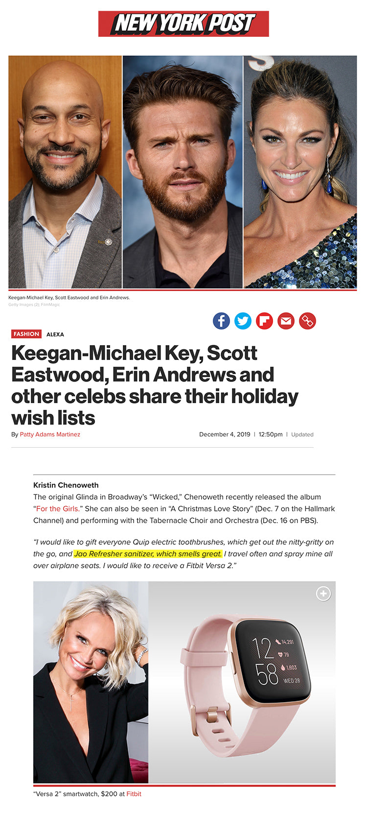 Keegan-Michael Key, Scott Eastwood, Erin Andrews and other celebs share their holiday wish lists. goe oil jao