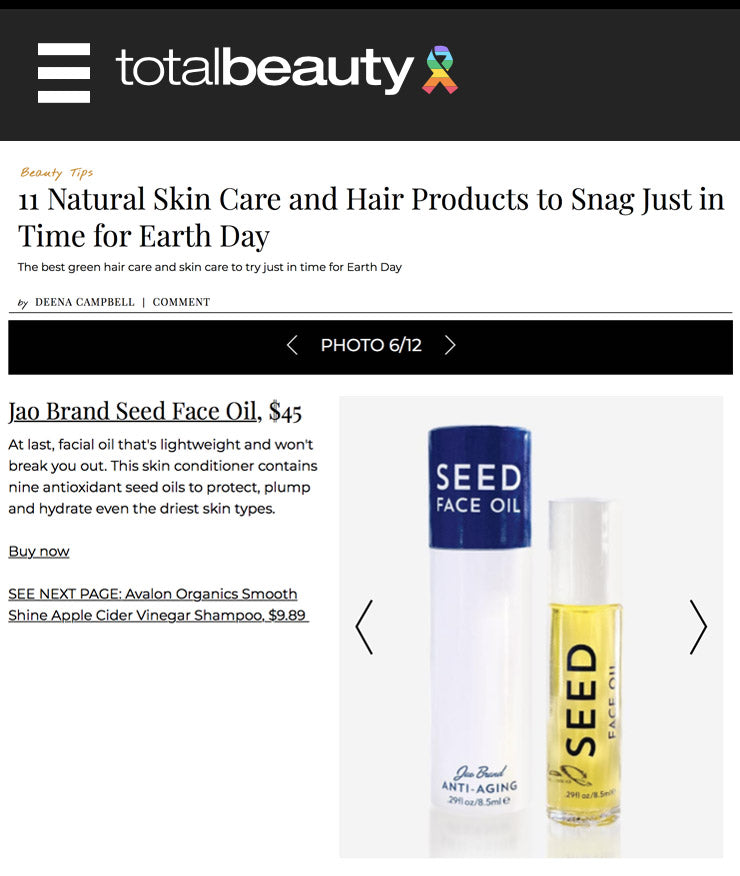 Total Beauty Natural Products Earth Day Jao Brand Seed Face Oil