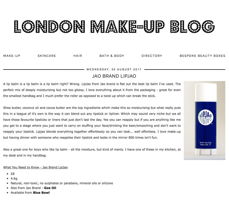 London Make-Up Blog : Jao Brand LipJao