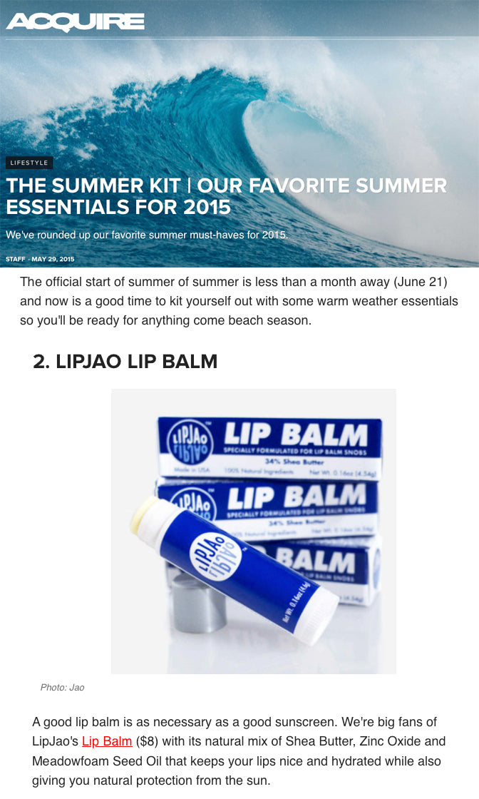 Acquire - Summer Essentials include LipJao