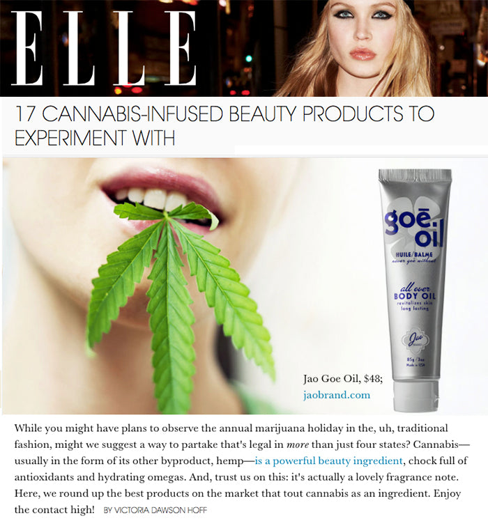 Elle - Cannabis Beauty Products include GOE OIL