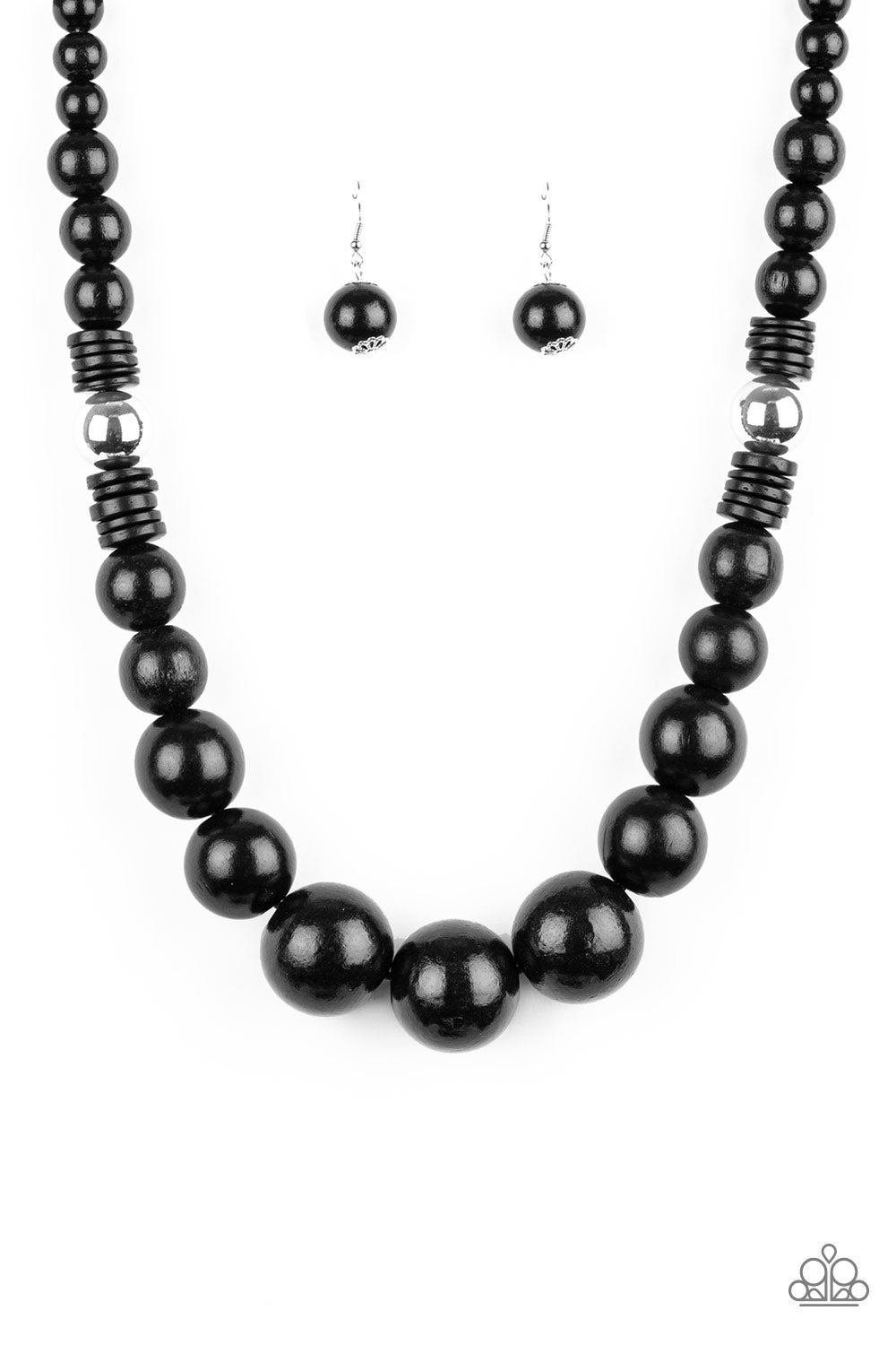 paparazzi black wood necklace