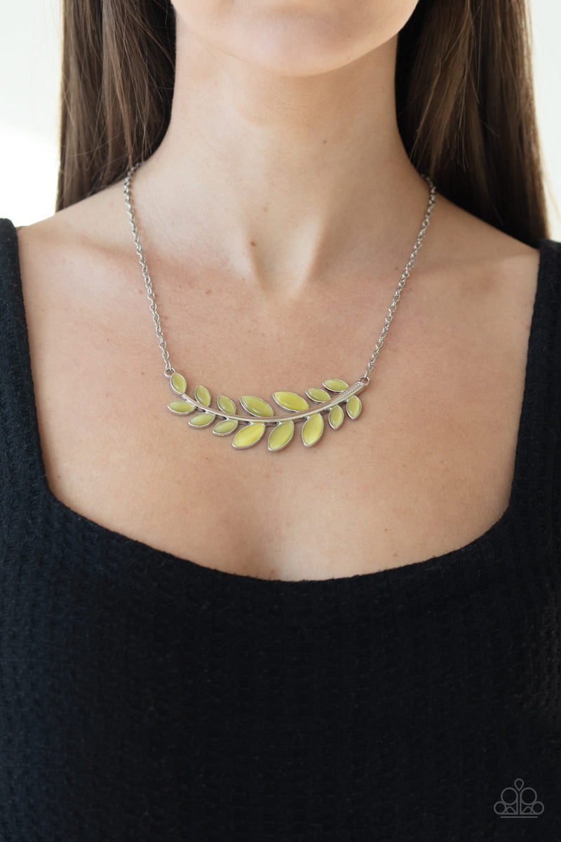 Green Frosted Leaf Necklace