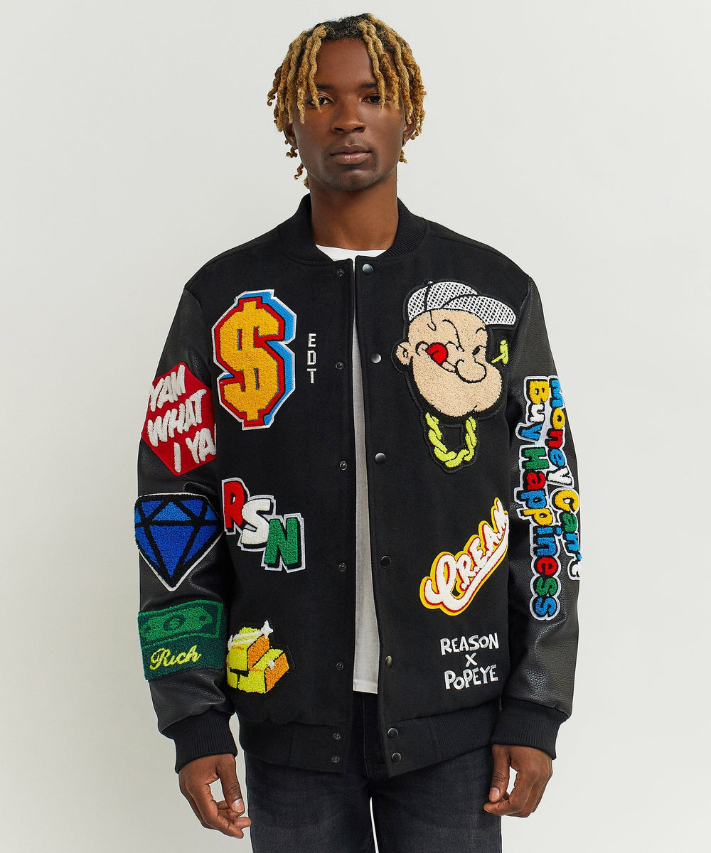 Reason X Popeye Collaboration Wool Varsity Jacket – Reason