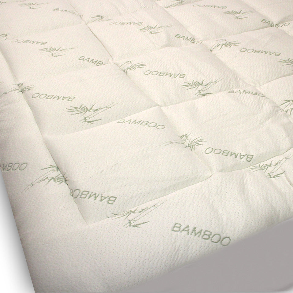 FREE FROM CHEMICAL OFFGASSING Extra Plush Bamboo Fitted Mattress Pad 