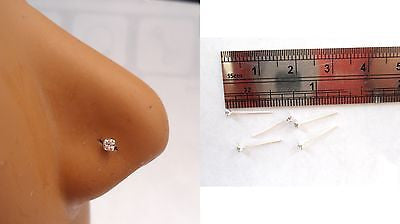 5 Pc Clear 2 mm Clear Crystal Nose Studs L Shape Bent Pins Rings 22 gauge 22g 