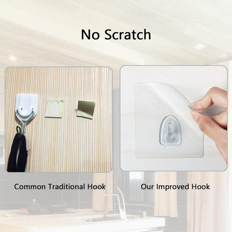 Adhesive Heavy Duty Plastic Wall Hooks Strong Sticky Removable